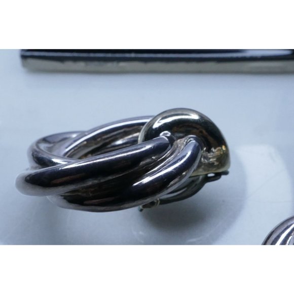 Vintage Sterling Silver Two Tone Electroform Wreath Earrings Signed CO - Picture 5 of 13